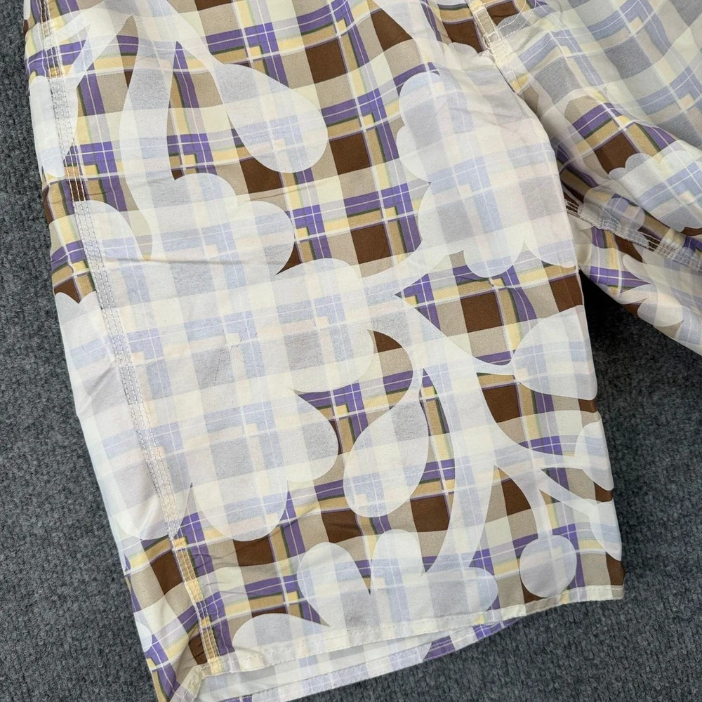 Vintage Stussy Board Shorts Mens 34 Plaid Floral Cargo Baggy Beach Swim Trunks